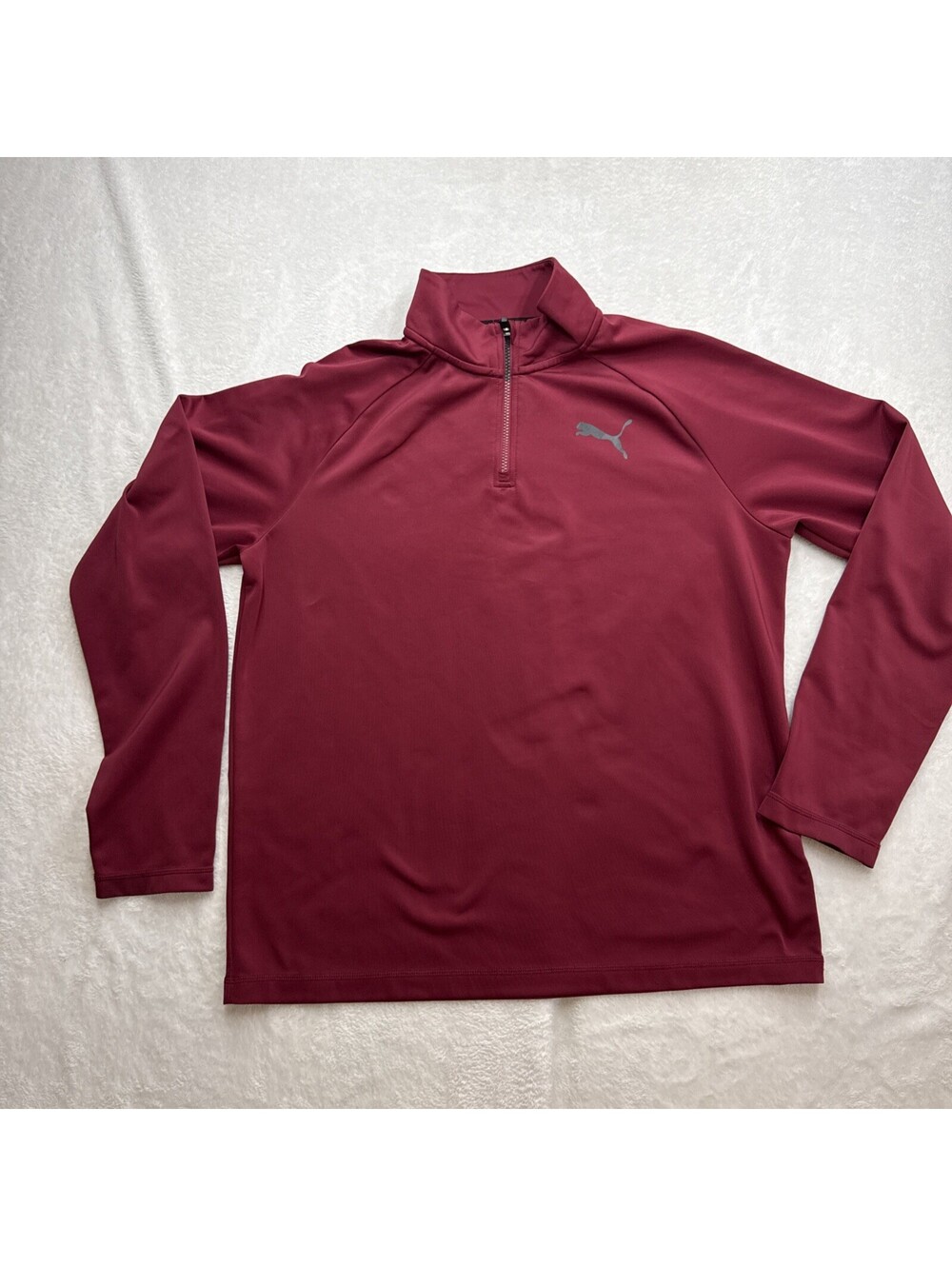 Puma 1/4 Zip Pullover - Men's Performance Long Sleeve - Maroon - Large (2471)